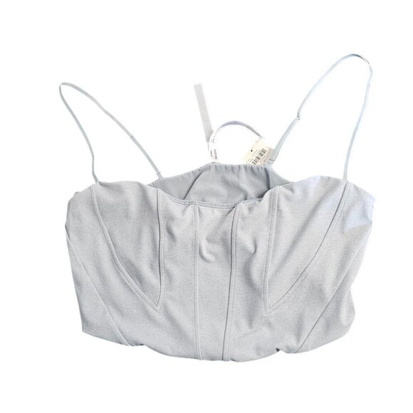 Anthropologie Knit Corset Crop Top, Stretch, Grey Heathered Size Large, NWT - Picture 2 of 8